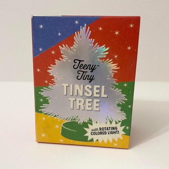 Teeny Tiny Tinsel Tree Tiny Aluminum Christmas Tree And Color Wheel - Picture 1 of 14